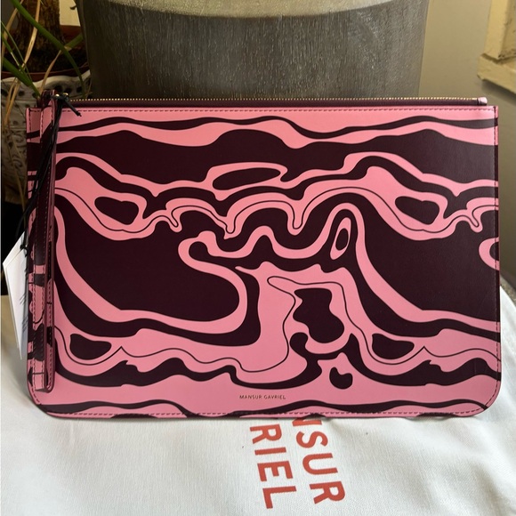 Authentic MANSUR GAVRIEL Large leather zip top wristlet/pouch - Picture 3 of 11